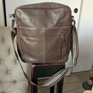 STORK SAK storsak jamie genuine leather mens women crossbody bag briefcase brown